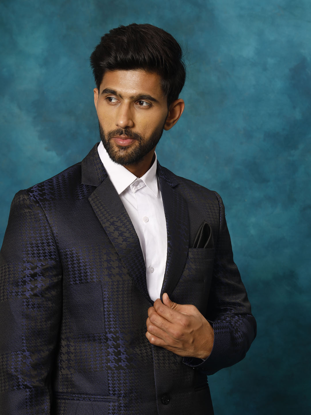 Men's Blue Cotton Blend Blazer Blazer