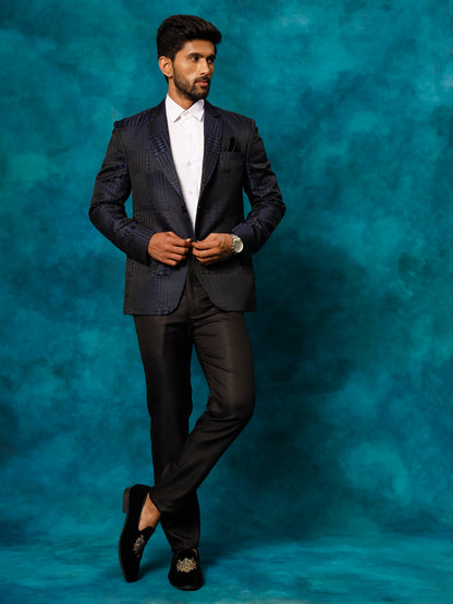 Men's Blue Cotton Blend Blazer Blazer