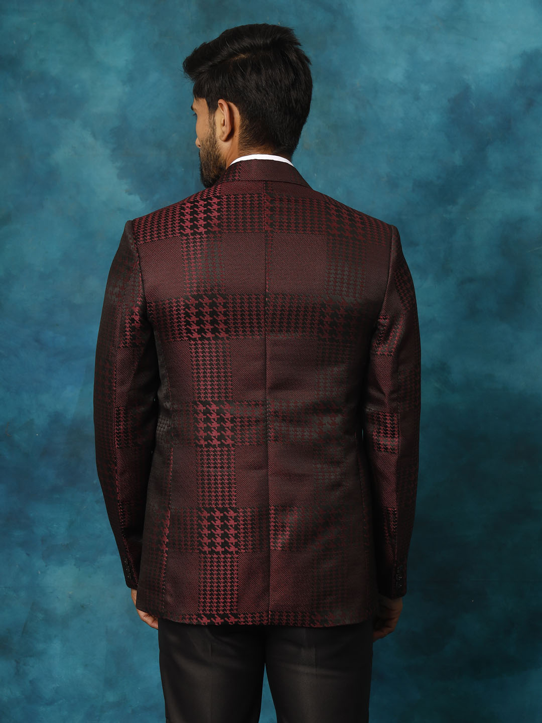 Men's Magenta Cotton Blend Blazer Blazer