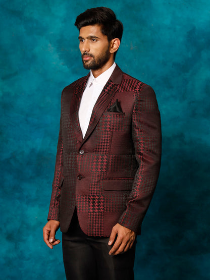 Men's Magenta Cotton Blend Blazer Blazer