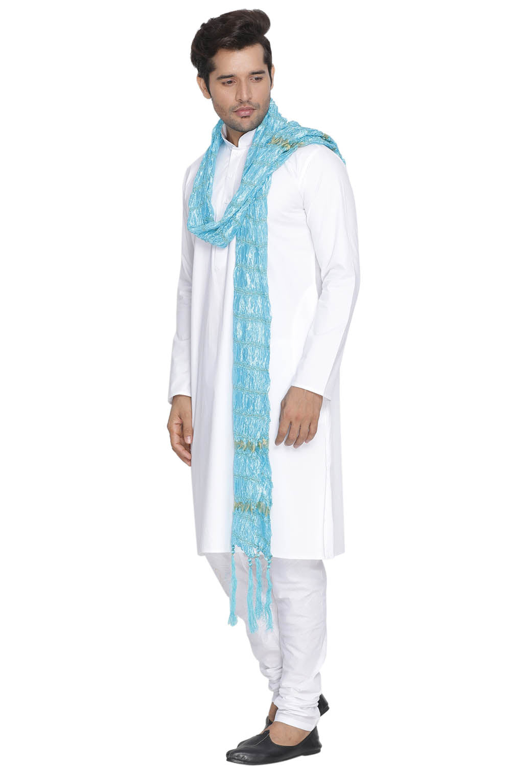 Men's Aqua Silk Blend Straight Dupatta