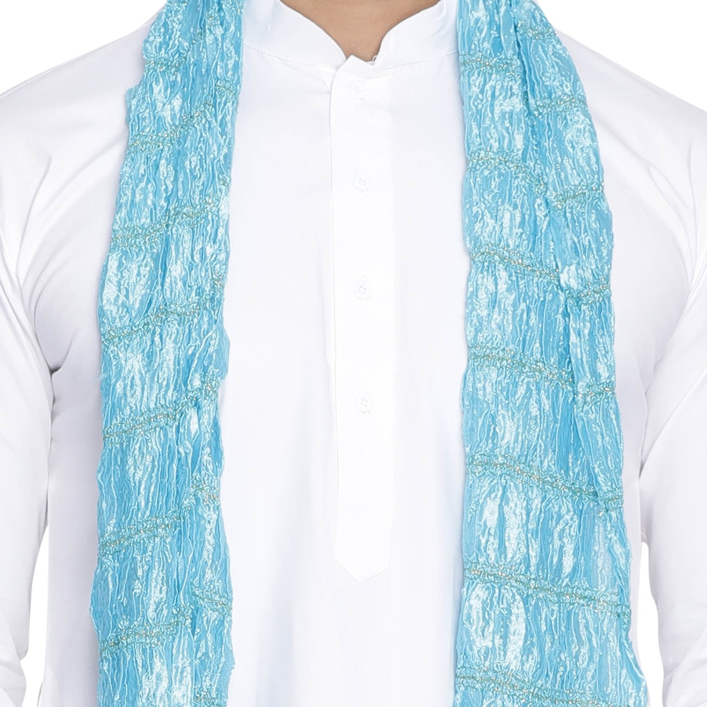 Men's Aqua Silk Blend Straight Dupatta