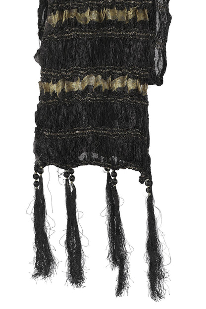 Men's Black And Gold Silk Blend Straight Dupatta