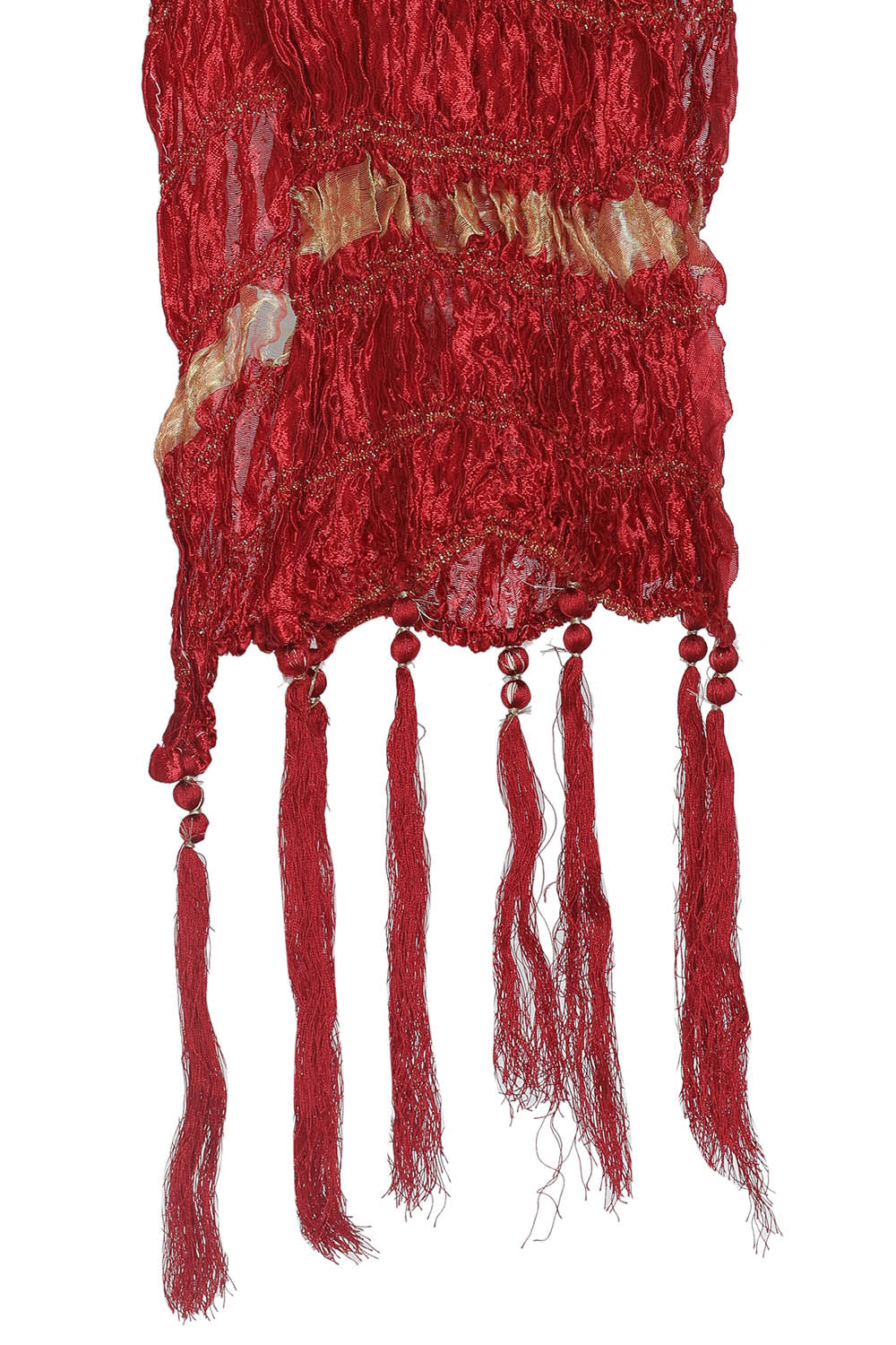 Men's Maroon And Gold Silk Blend Straight Dupatta