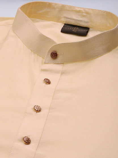 Men's Gold Viscose Straight Kurta Dhoti And Dupatta Set