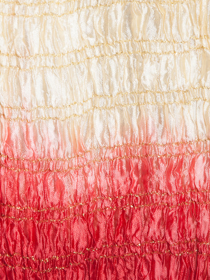 Men's Beige And Maroon Silk Blend Straight Dupatta