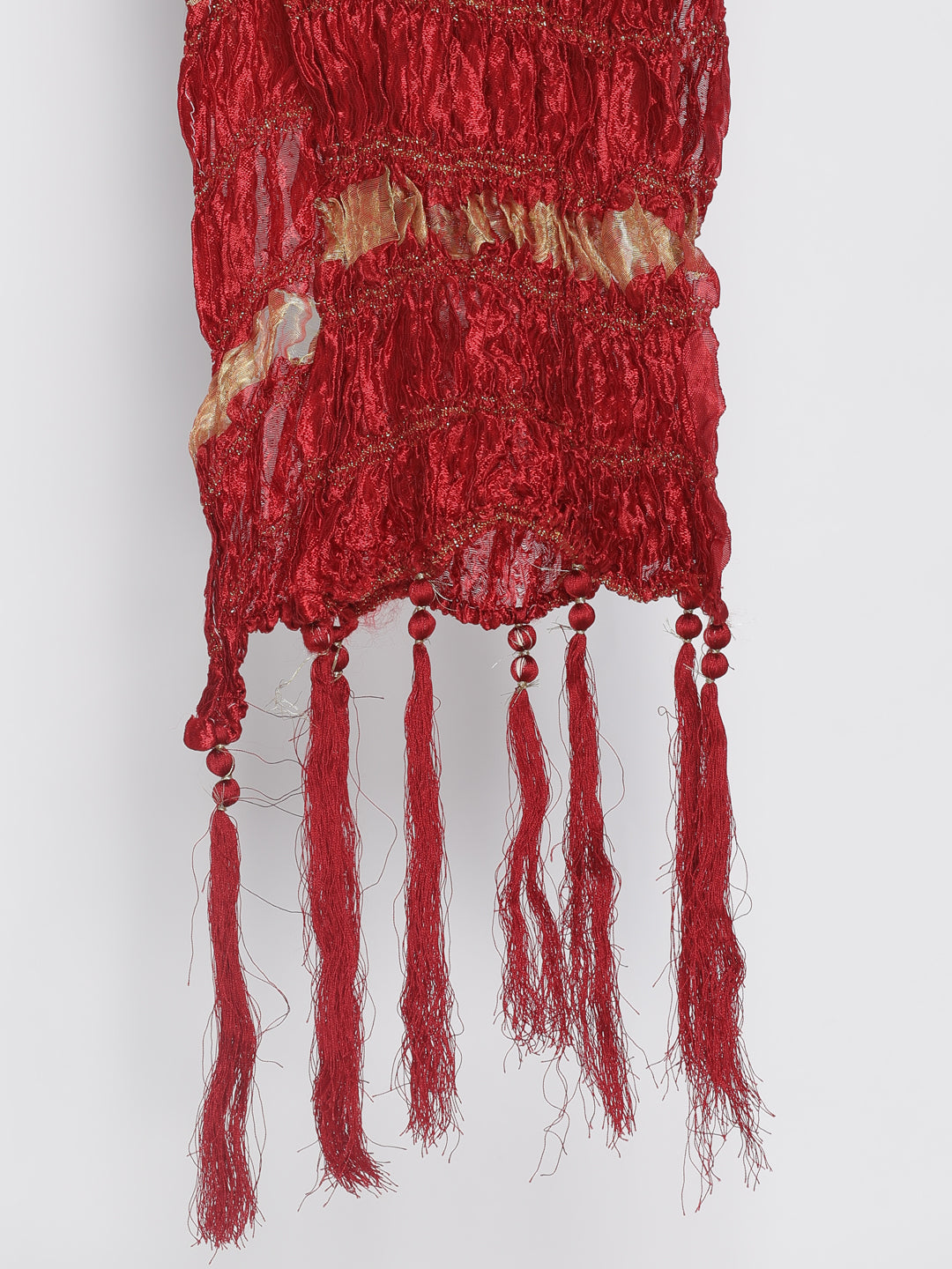 Men's Beige And Maroon Silk Blend Straight Dupatta