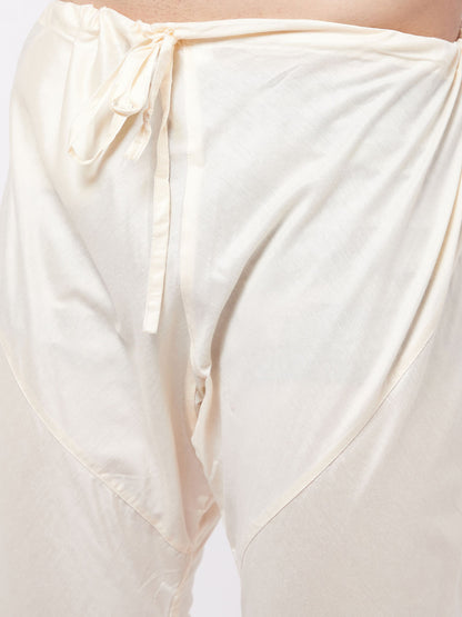 Men's Cream Viscose Asymmetric Sherwani Set