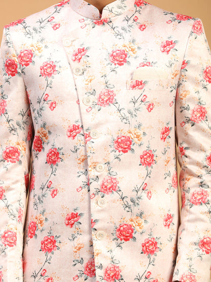 Men's Cream Silk Blend Straight Sherwani Set