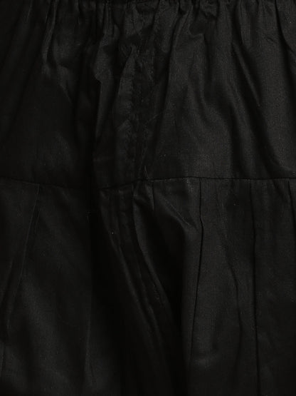 Men's Black Silk Blend Straight Sherwani Set