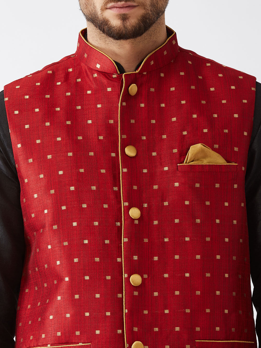 Men's Black Silk Blend Straight Jacket  Kurta and Dhoti Set