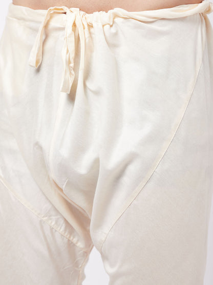 Men's Cream Viscose Straight Jacket  Kurta and Pyjama Set