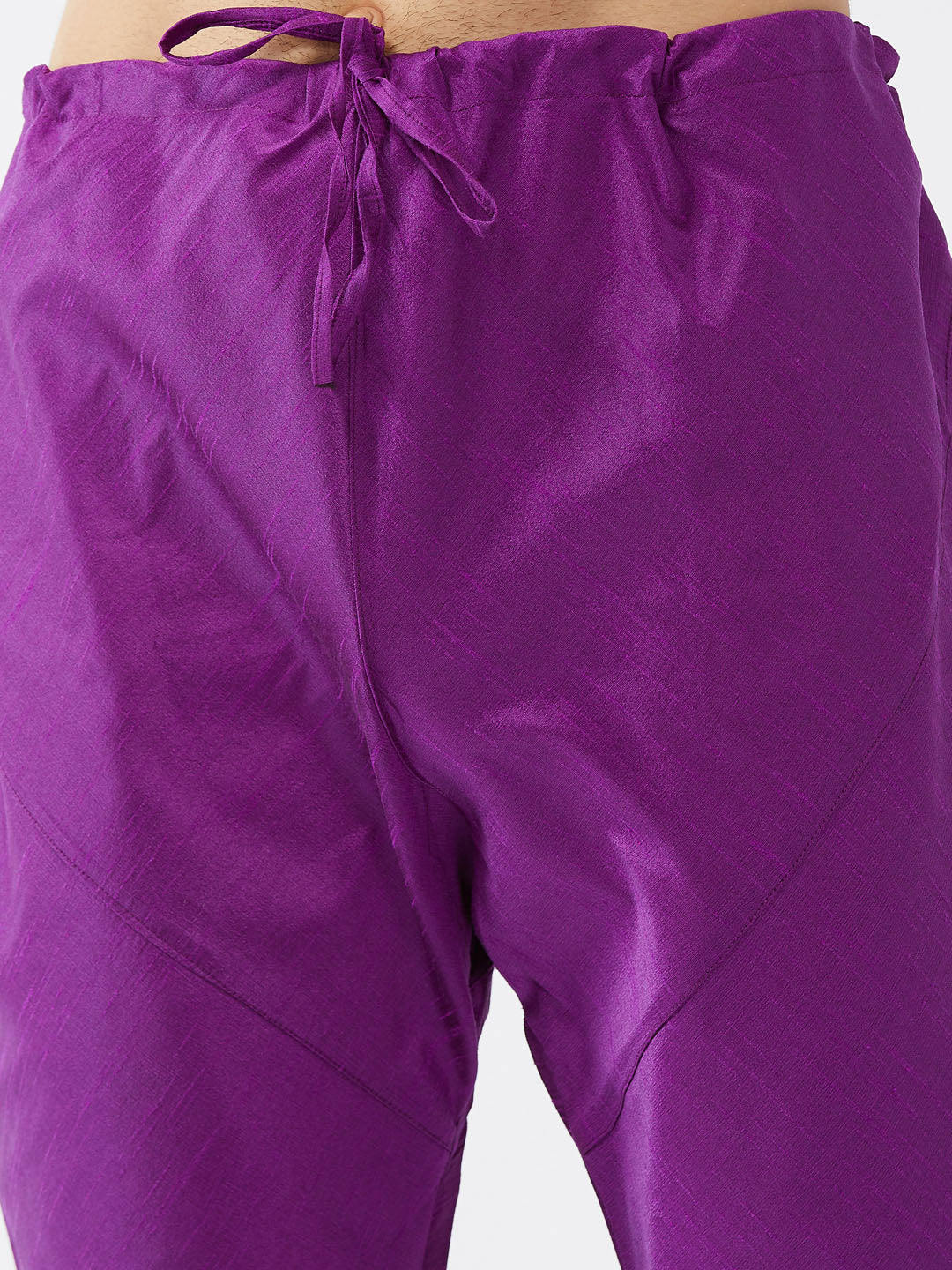 Men's Purple Silk Blend Straight Jacket  Kurta and Pyjama Set