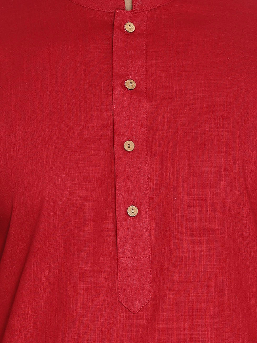 Men's Maroon Cotton Blend Straight Jacket  Kurta and Pyjama Set