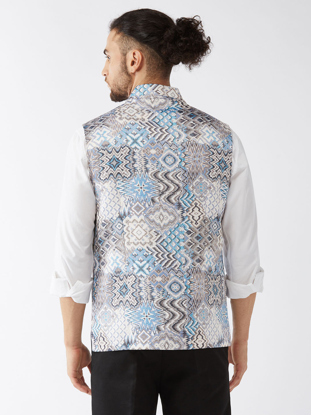 Men's Grey Satin Twill Straight Nehru Jacket