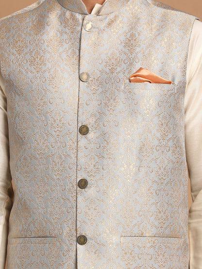 Men's Grey Silk Blend Straight Nehru Jacket