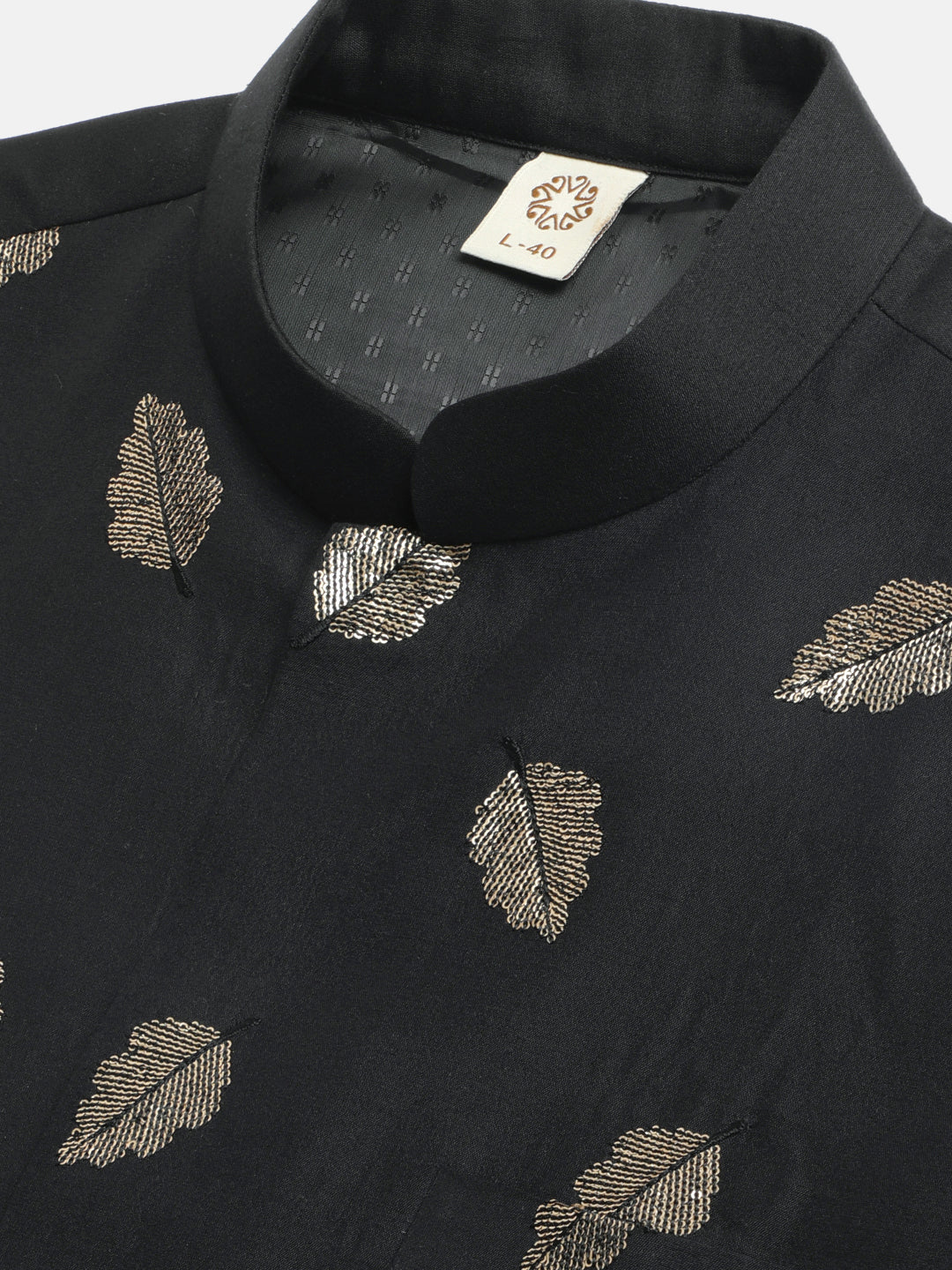 Men's Black Cotton Blend Straight Nehru Jacket