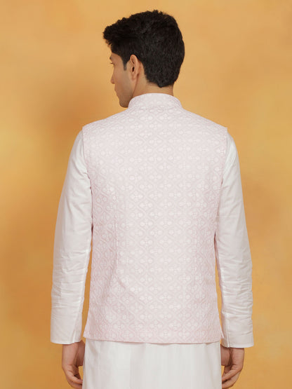 Men's Pink Cotton Straight Nehru Jacket