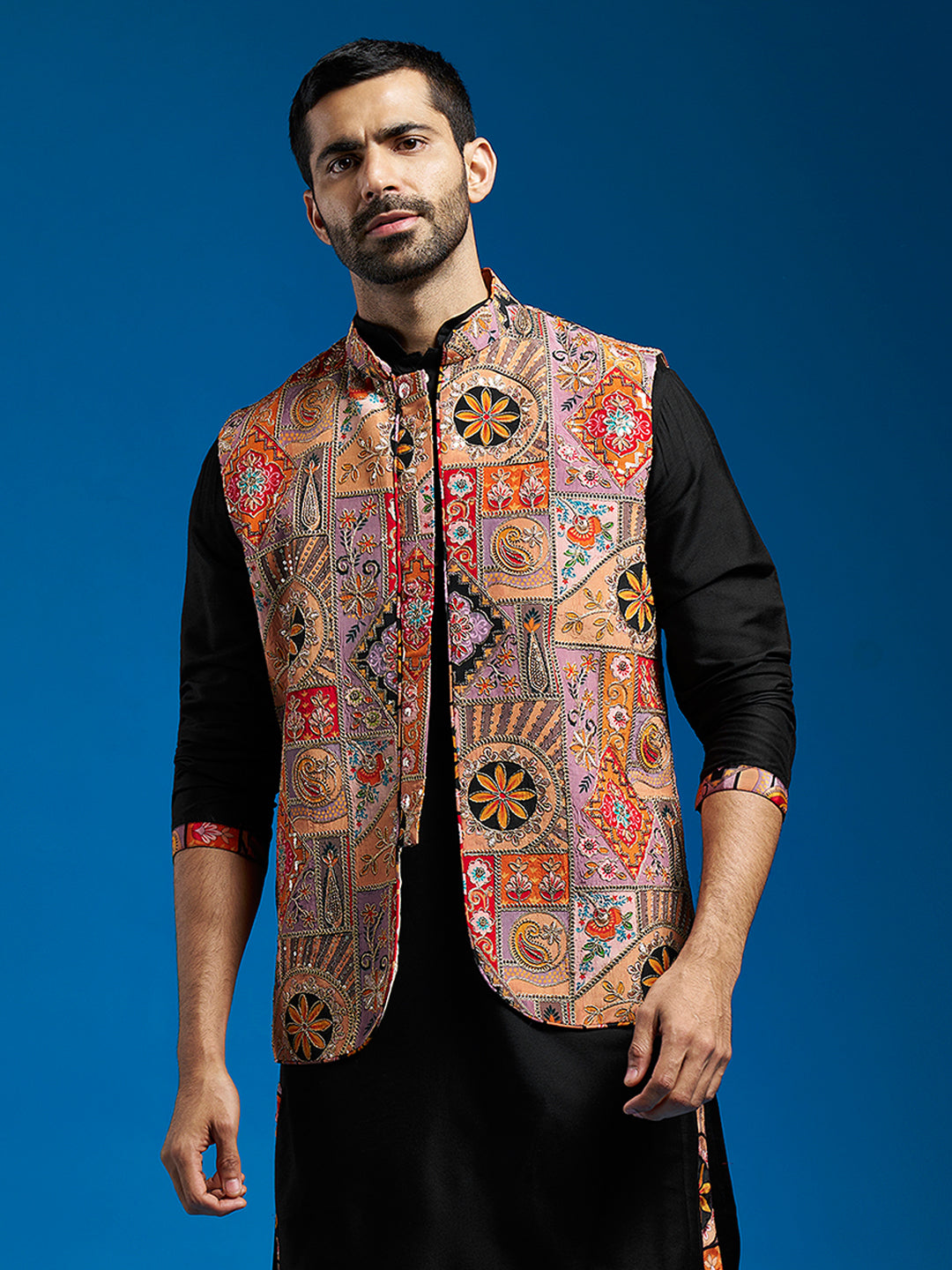 Men's Chiku Cotton Straight Nehru Jacket