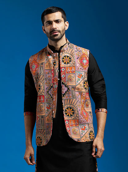 Men's Chiku Cotton Straight Nehru Jacket