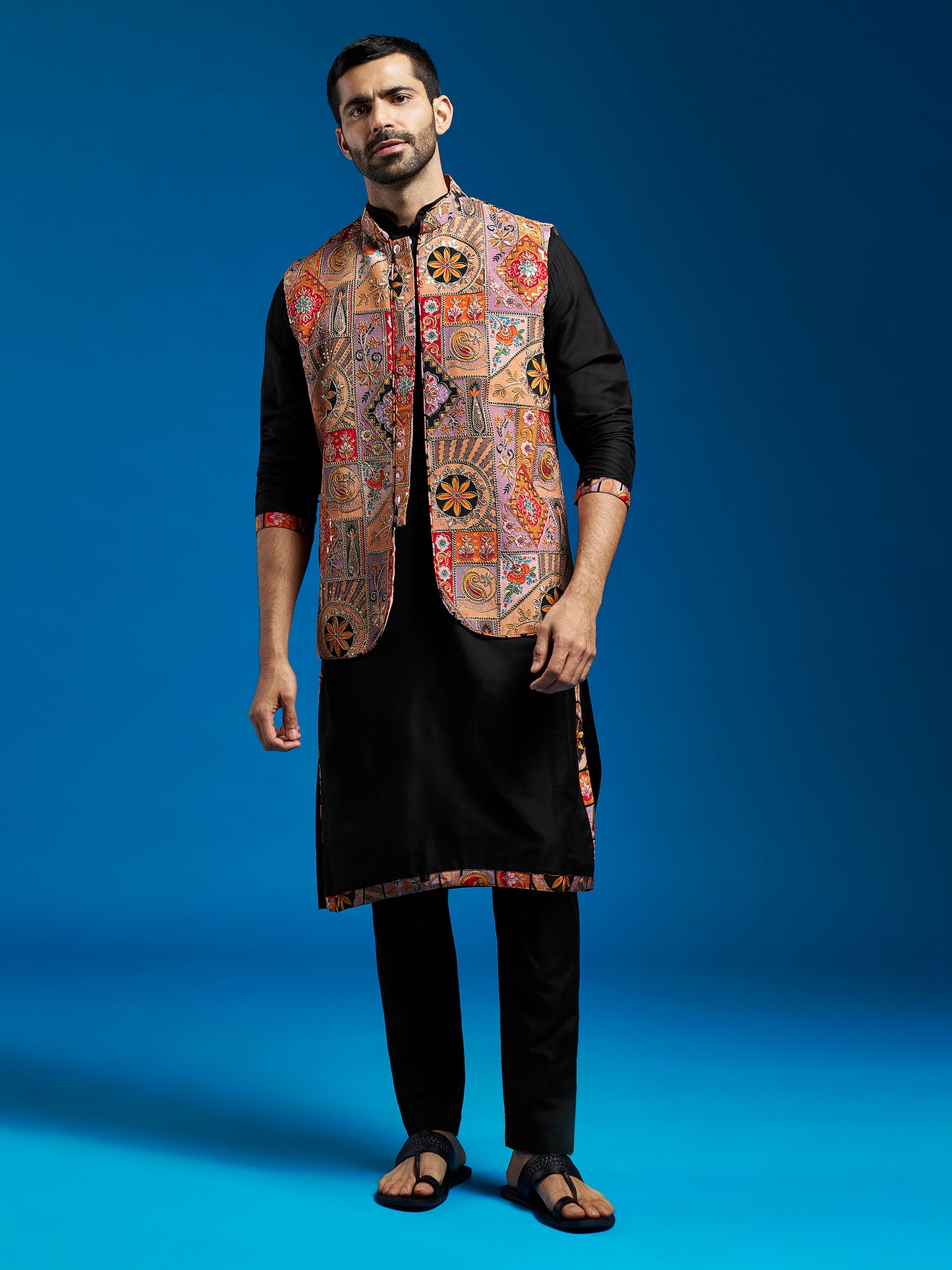 Men's Maroon Viscose Straight Jacket Kurta And Pyjama Set.