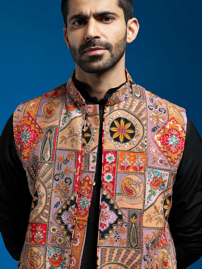 Men's Maroon Viscose Straight Jacket Kurta And Pyjama Set.