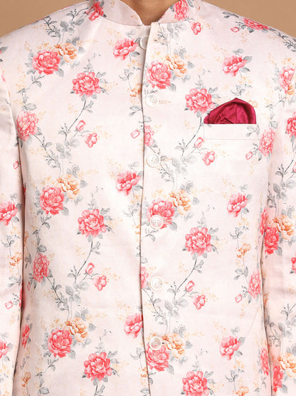 Men's Magenta Viscose Blend Straight Jacket  Kurta and Pyjama Set