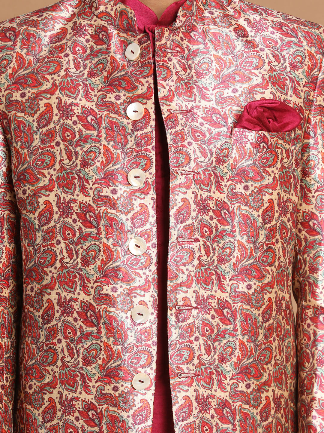 Men's Pink Viscose Blend Straight Jacket  Kurta and Pyjama Set