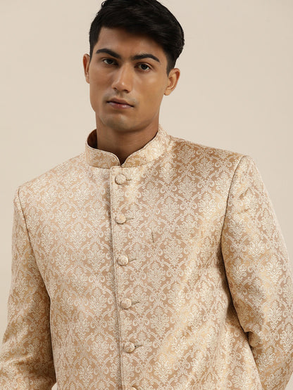 Men's Gold Silk Blend Straight Jodhpuri