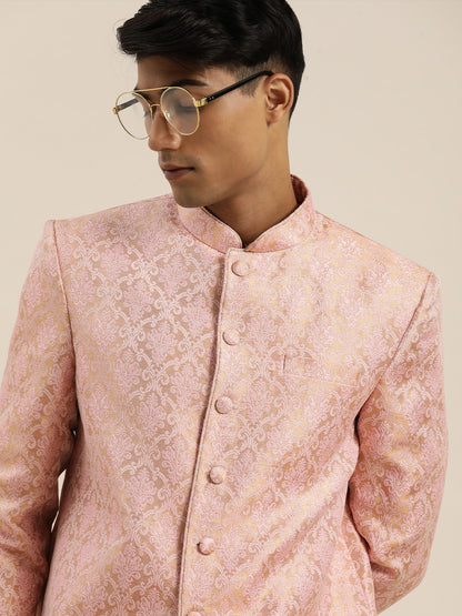 Men's Pink Silk Blend Straight Jodhpuri