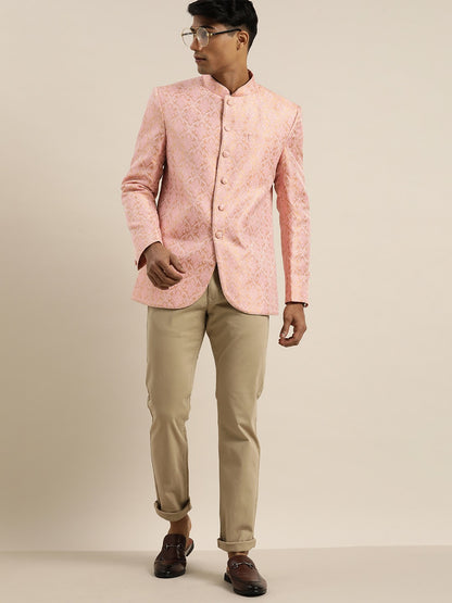Men's Pink Silk Blend Straight Jodhpuri