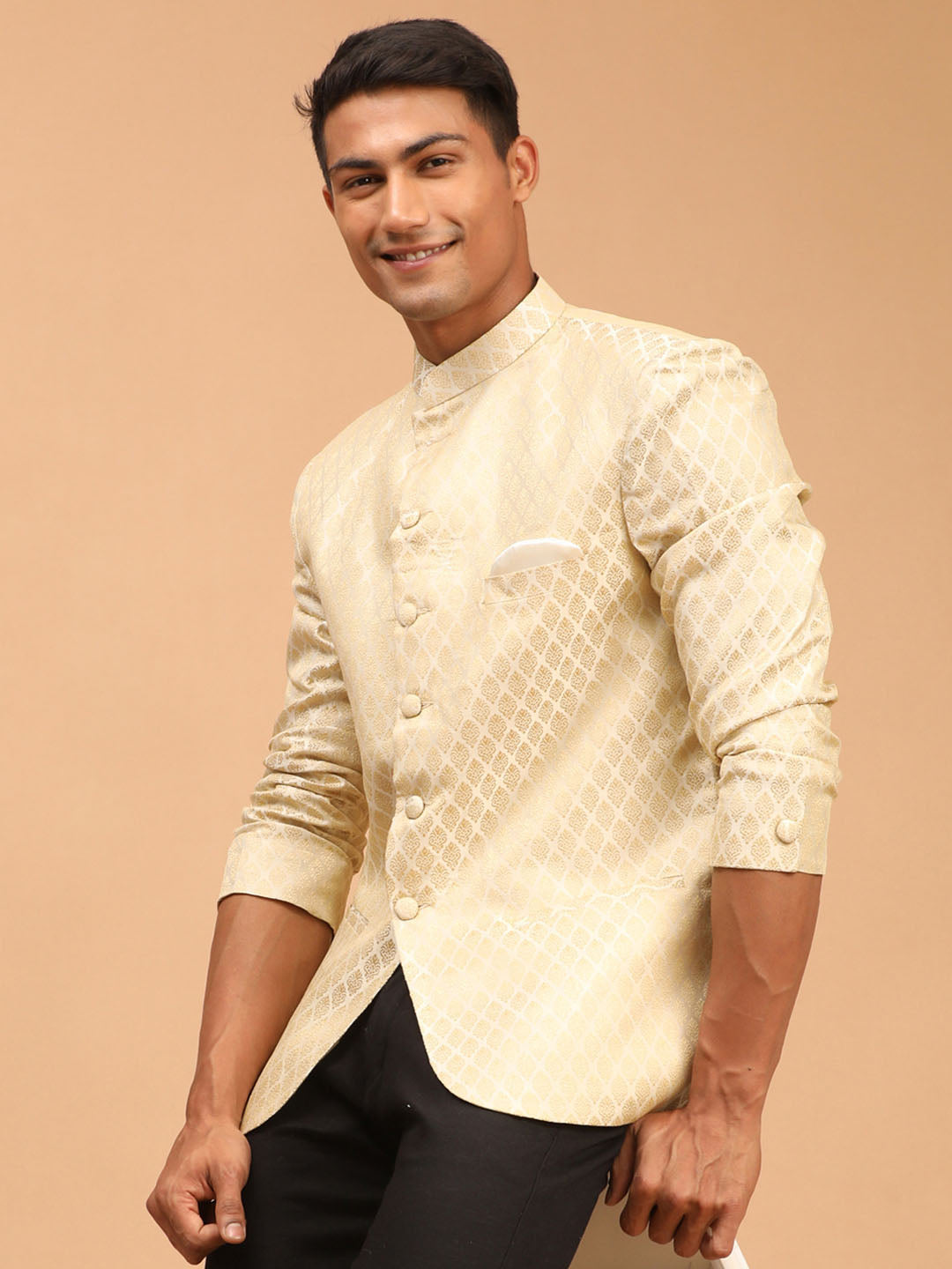 Men's Cream Silk Blend Straight Jodhpuri