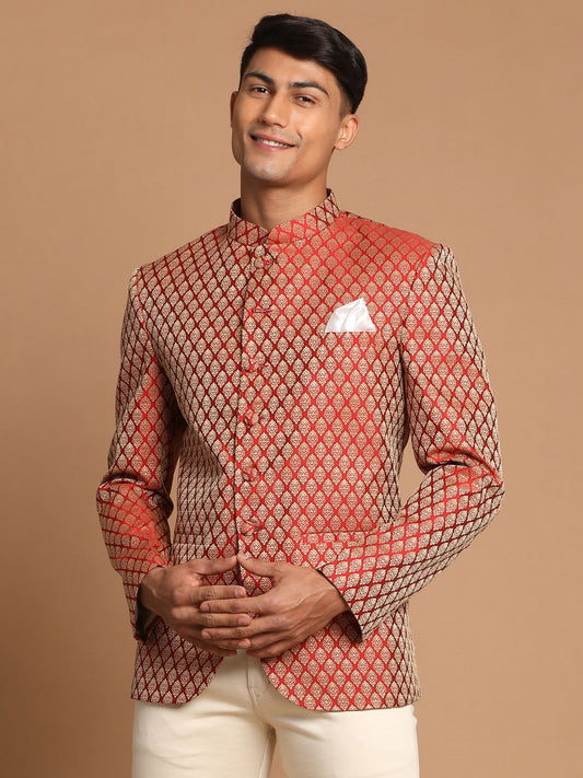 Men's Maroon Silk Blend Straight Jodhpuri