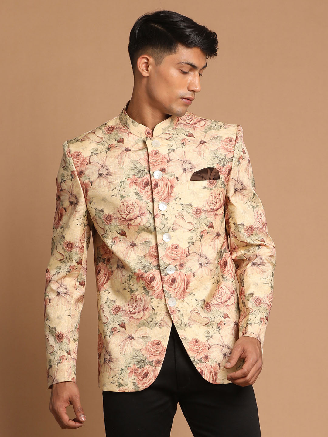 Men's Brown Silk Blend Straight Jodhpuri