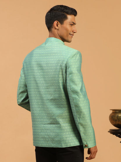 Men's Green Silk Blend Straight Jodhpuri