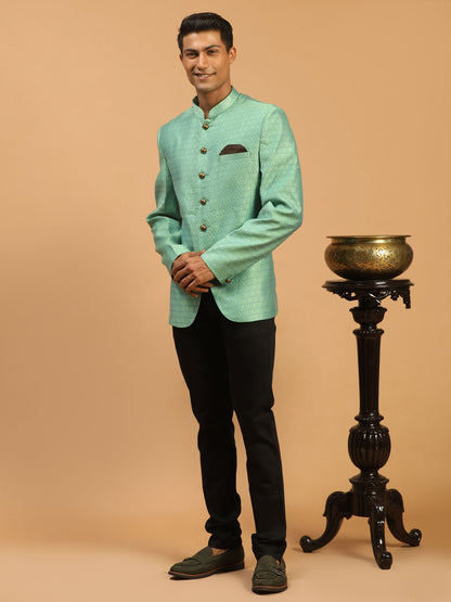 Men's Green Silk Blend Straight Jodhpuri