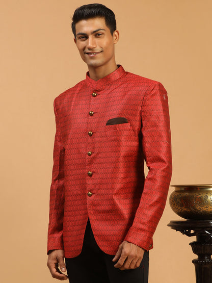 Men's Maroon Silk Blend Straight Jodhpuri