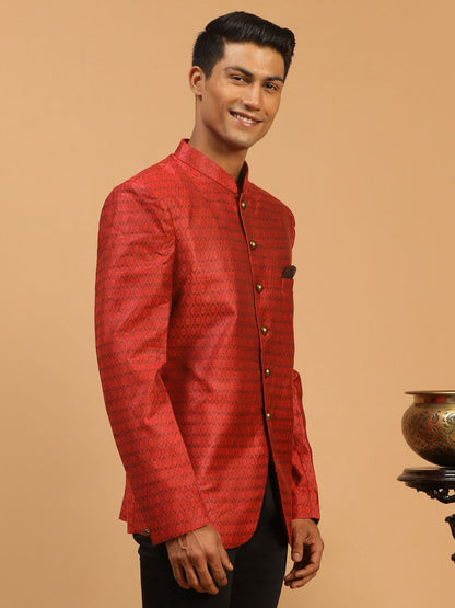 Men's Maroon Silk Blend Straight Jodhpuri