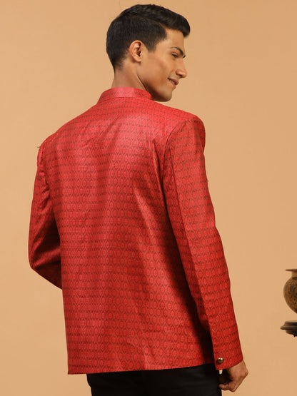 Men's Maroon Silk Blend Straight Jodhpuri