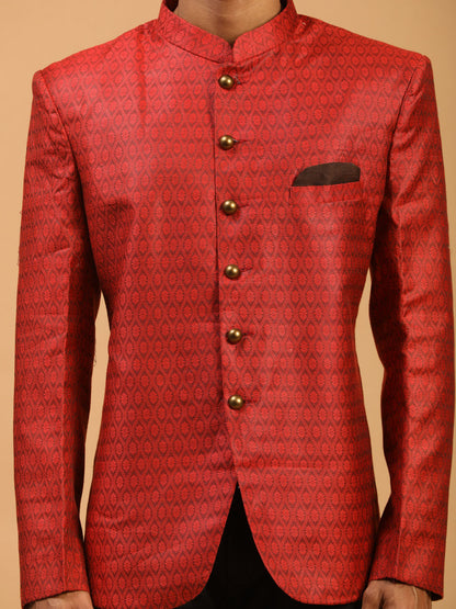 Men's Maroon Silk Blend Straight Jodhpuri