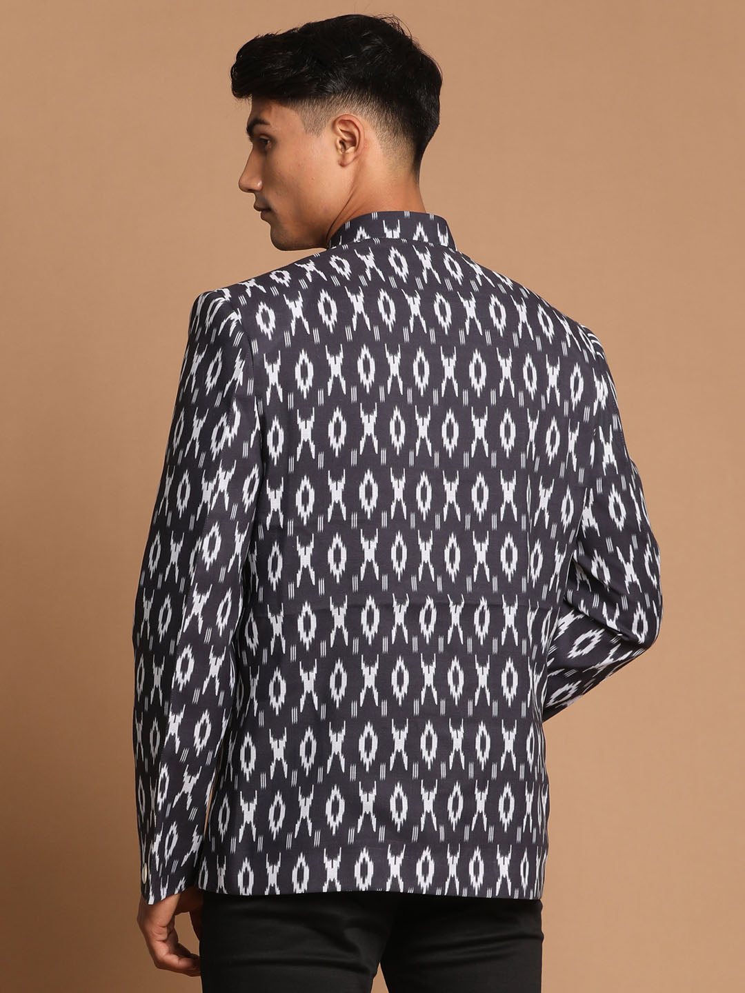 Men's Black Cotton Blend Straight Jodhpuri