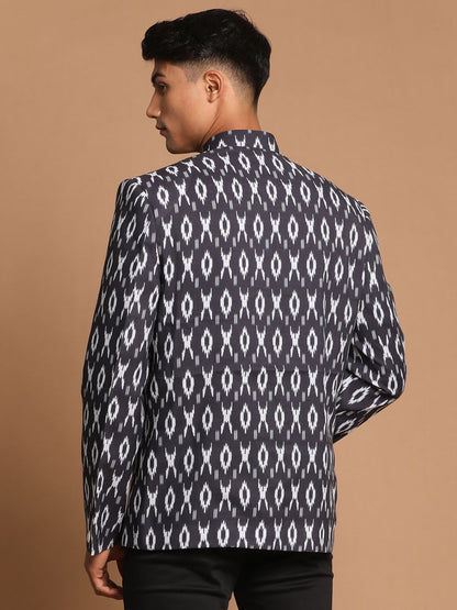 Men's Black Cotton Blend Straight Jodhpuri