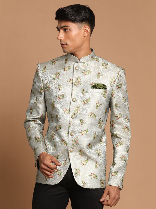 Men's Green Silk Blend Straight Jodhpuri