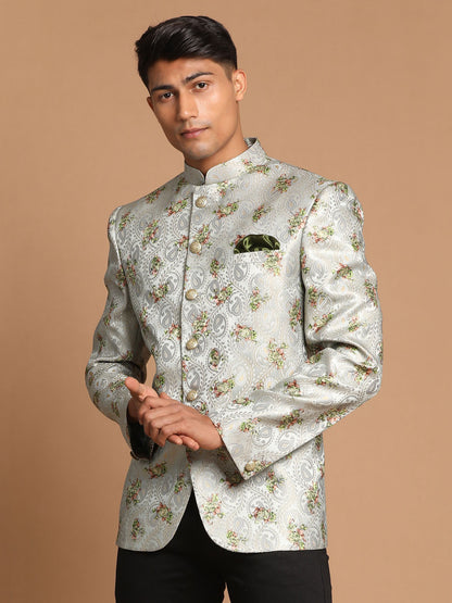 Men's Green Silk Blend Straight Jodhpuri