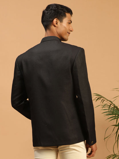 Men's Black Silk Blend Straight Jodhpuri