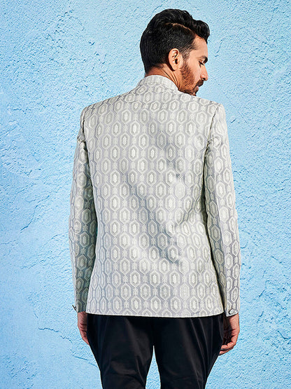 Men's Grey Cotton Straight Jodhpuri
