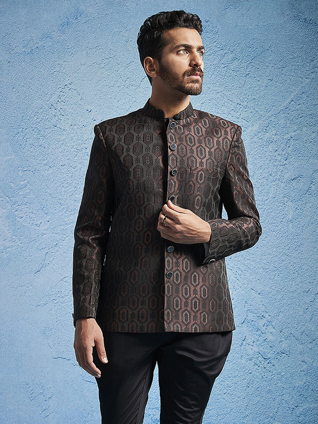 Men's Rust Cotton Straight Jodhpuri