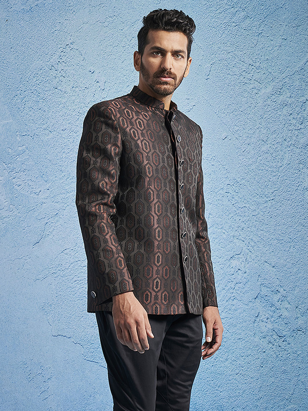 Men's Rust Cotton Straight Jodhpuri