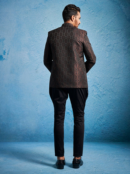 Men's Rust Silk Blend Straight Jodhpuri Pyjama Set
