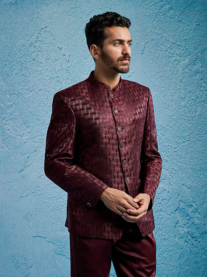 Men's Wine Cotton Straight Jodhpuri